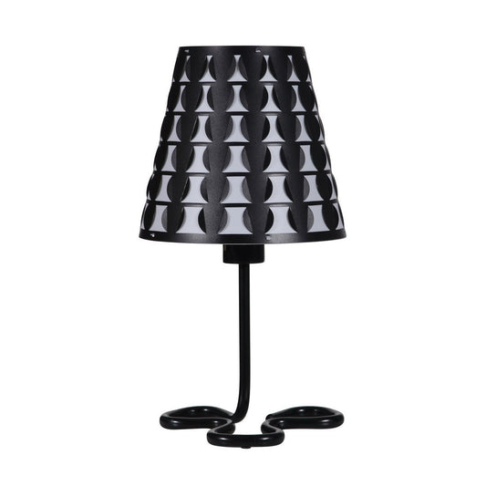 16-Inch Geometric Metal Table Lamp with Clover Base, Inline Switch, 120V E26 Bulb Compatible, Black