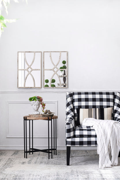 Set of 2 Distressed White Wooden Wall Mirrors, 16" x 23", Versatile Home Decor for Living Room, Vertical or Horizontal Display