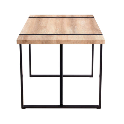 Dining Table For Four To Six Top Black Legs Rustic Brown