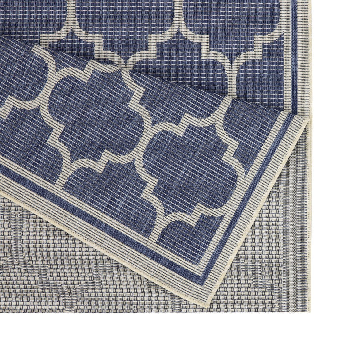 Indoor/Outdoor Trellis Area Rug, 87 x 31 in, Flatweave, Polypropylene, Stain-Resistant, Durable, Blue