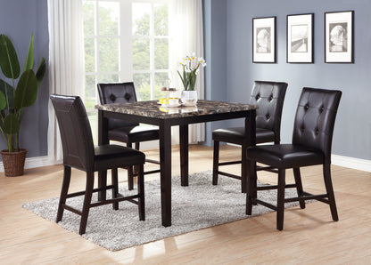 Dining Table Faux Marble Top Birch Veneer MDF Espresso Brown