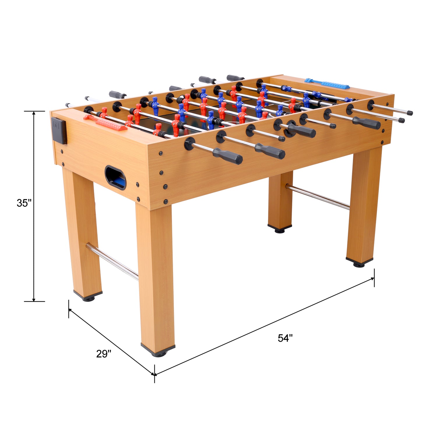 54-Inch Foosball Table with Analog Scoring, 46-1/4 x 24-3/4 Playfield, Free Accessories, Brown