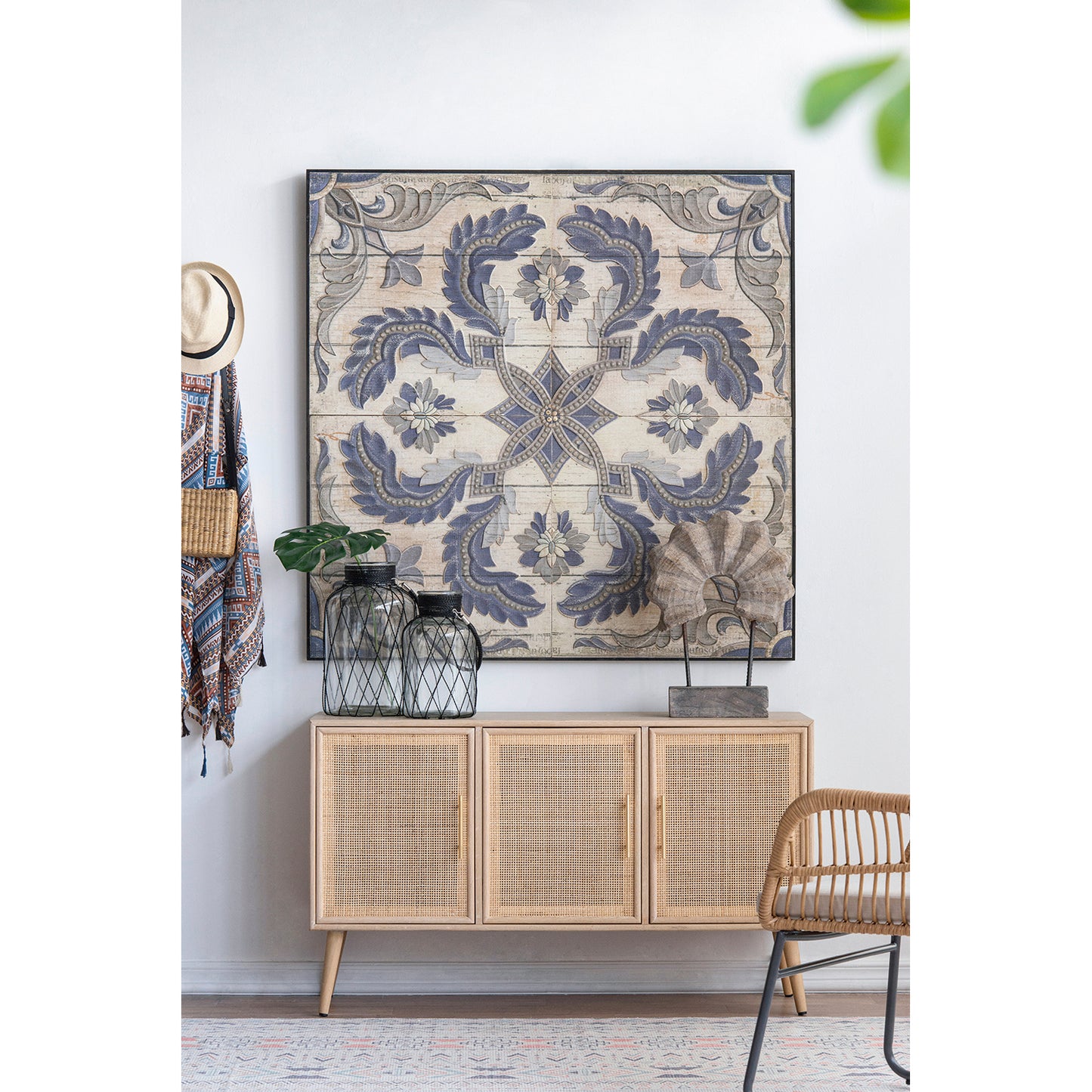 48 x 48-Inch Square MDF Wall Art Panel - Modern Abstract Decor for Living, Dining, Office Multicolor