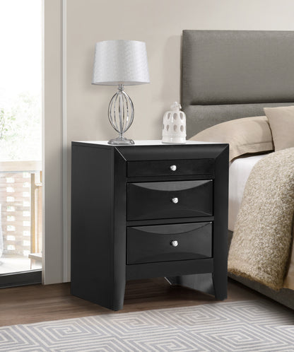 Elegant Black Nightstand With Drawers