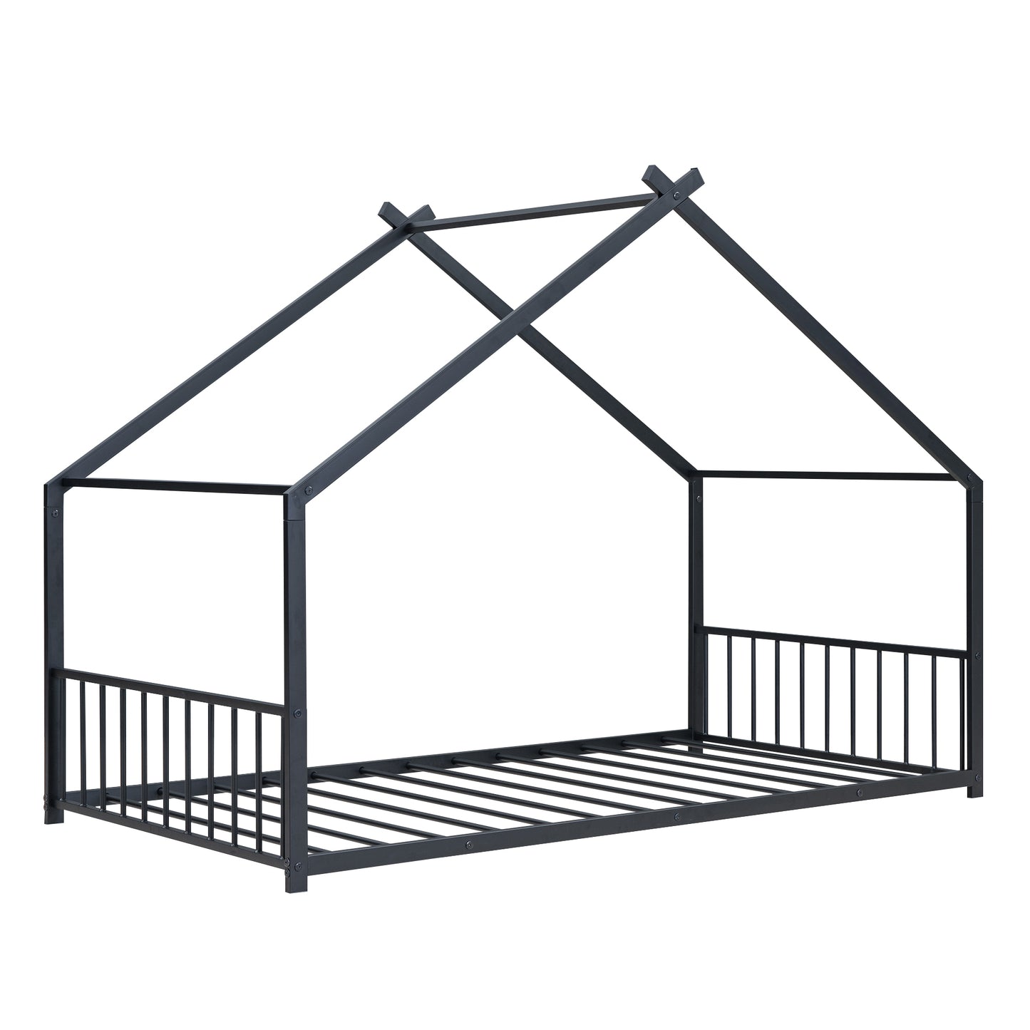 Black Twin Size Metal Playhouse Bed