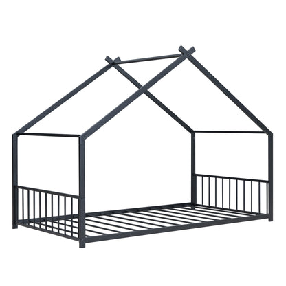 Black Twin Size Metal Playhouse Bed