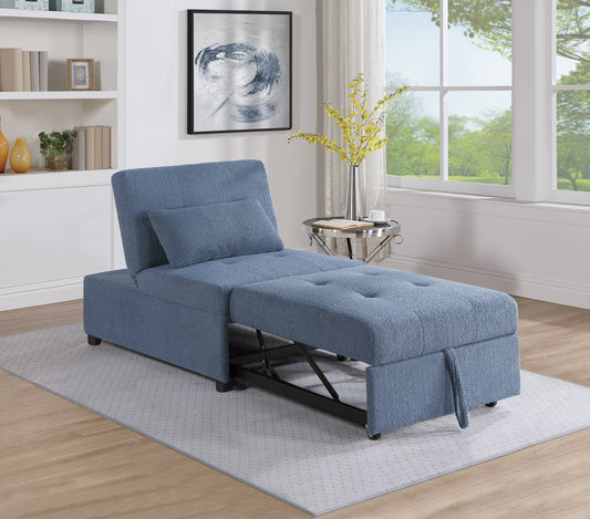 Convertible Sleeper Chair with Pull-Out Bed, Plush Sherpa Tufted, 32x44x34, Pillow Included, Blue Gray