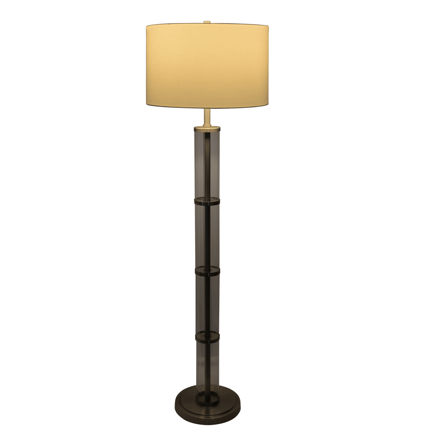 Modern Floor Lamp with Clear Glass Body, 63-Inch Tall, 3-Way Rotary Switch, Metal Base Brushed Nickel