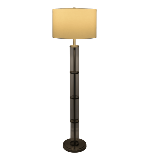 Modern Floor Lamp with Clear Glass Body, 63-Inch Tall, 3-Way Rotary Switch, Metal Base Brushed Nickel