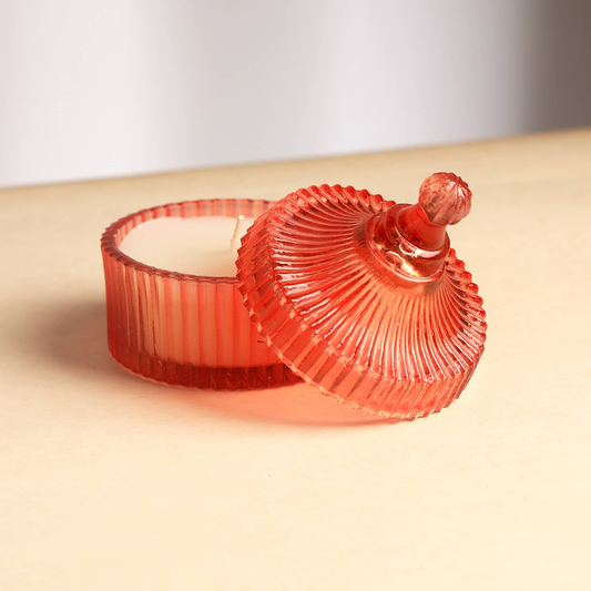 Handmade Mouth-Blown Glass Scented Soy Wax Candle with Long-Lasting Fragrance, 3.74 in Dia, Orange