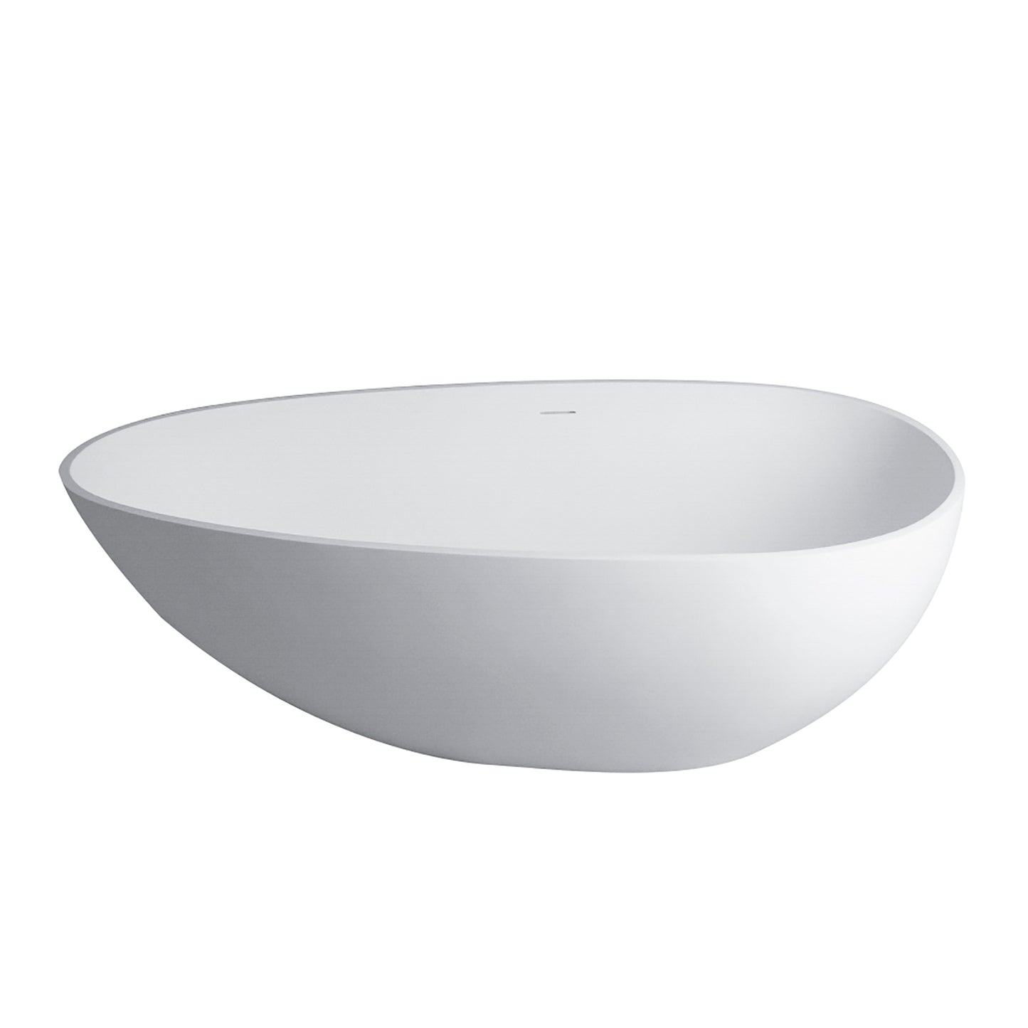 Luxury 67" Freestanding Matte White Bathtub, Solid Surface Soaking Tub with Overflow and Pop-up Drain for Modern Bathrooms
