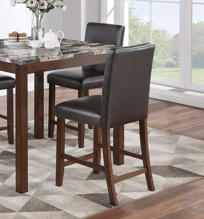 Counter Height Dining 4 Chairs Faux Leather Espresso Finish