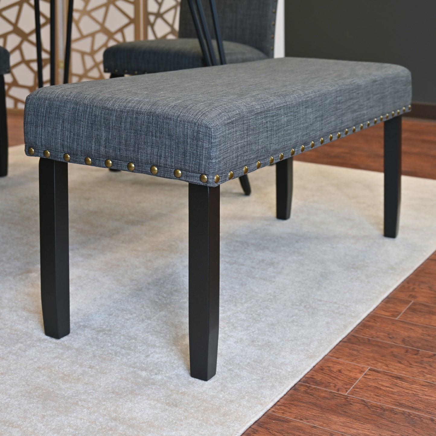 Hairpin Table Dining Set With Chairs And Bench Brown