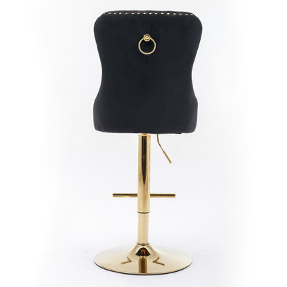Black Velvet Bar Stools Adjustable Height 27 To 35 Inches