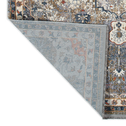 30x22-Inch Transitional Oriental Cut-Pile Throw Rug, 100% Polyester, Stain-Resistant, Grey Multi