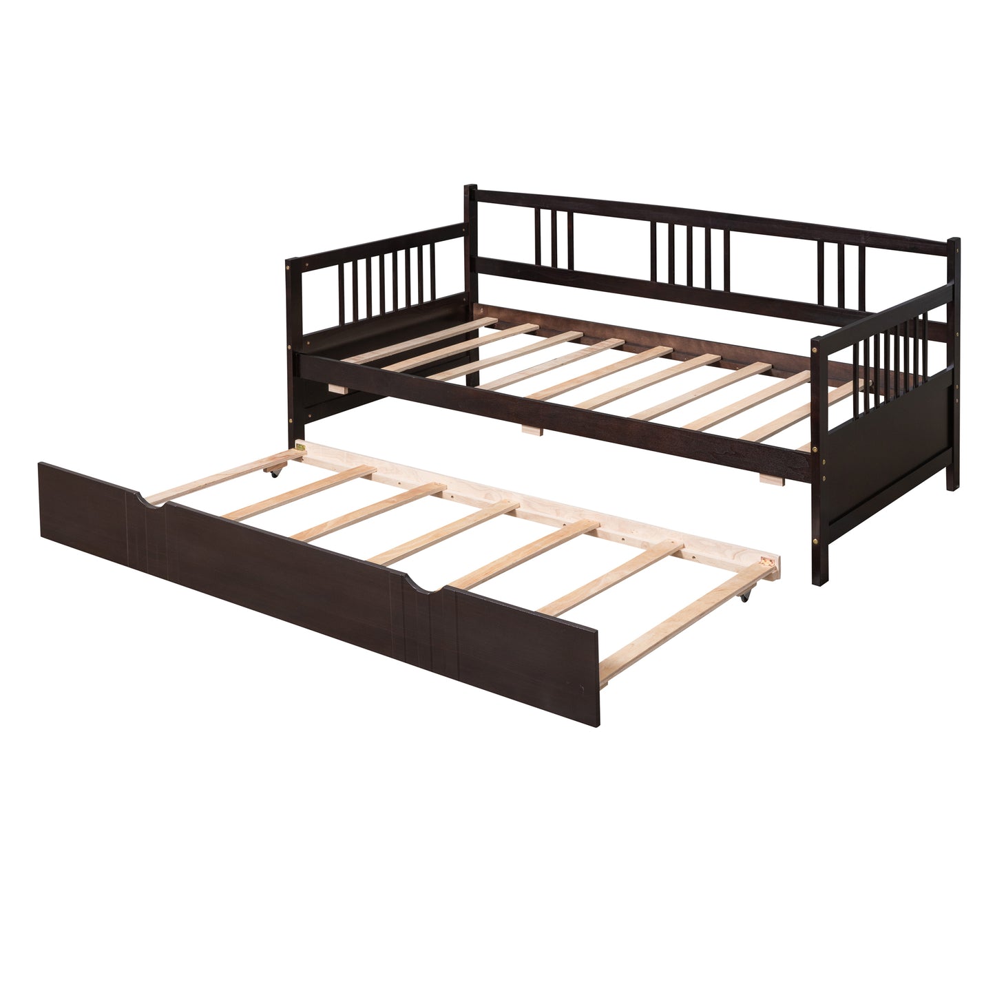 Espresso Twin Daybed with Trundle - Stylish Wood Frame for Space-Saving Comfort