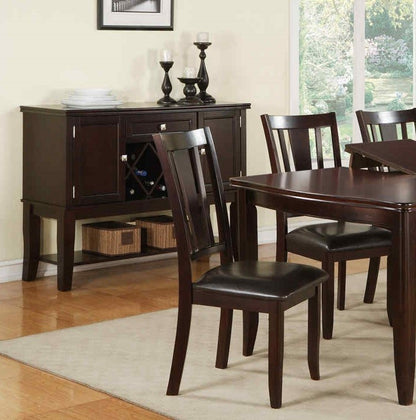 Set of 2 Contemporary Dining Chairs with Slat Back, Faux Leather Cushions, Easy Assembly Brown