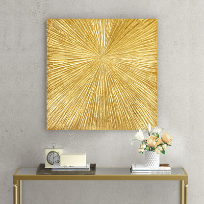 30x30 Hand-Painted Dimensional Resin Wall Art on MDF, 1.25in Thick, 10.6lb, Living Room Wall Art, Gold