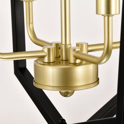 8-Light Lantern Farmhouse Pendant Chandelier for Kitchen Island & Dining, Metal E12 Sockets - Matte Black