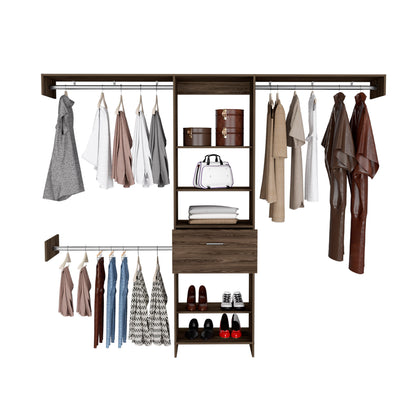 Elegant Dark Walnut 250 British Closet System for Bedroom Organization