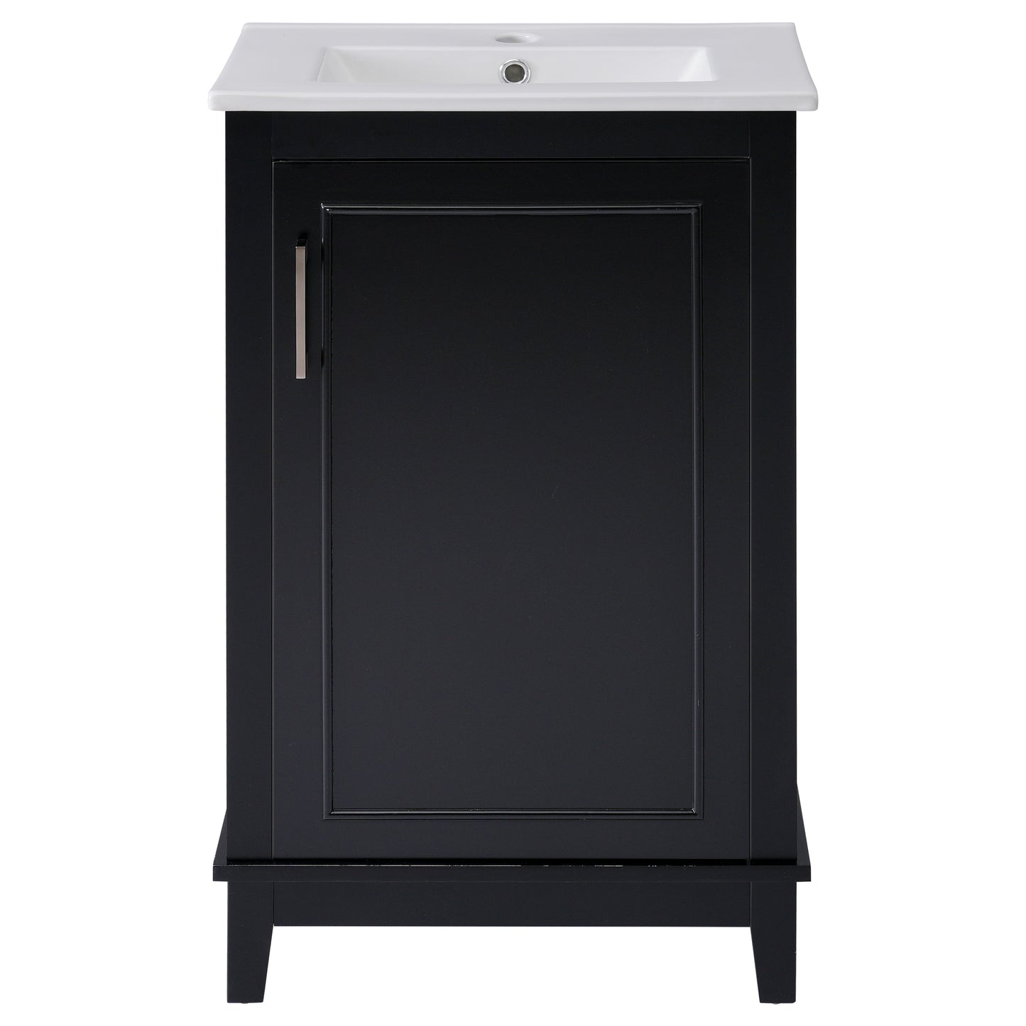 Compact 20-Inch Black Bathroom Vanity Cabinet with Ceramic Sink - Modern Design, Ample Storage, Soft-Close Door