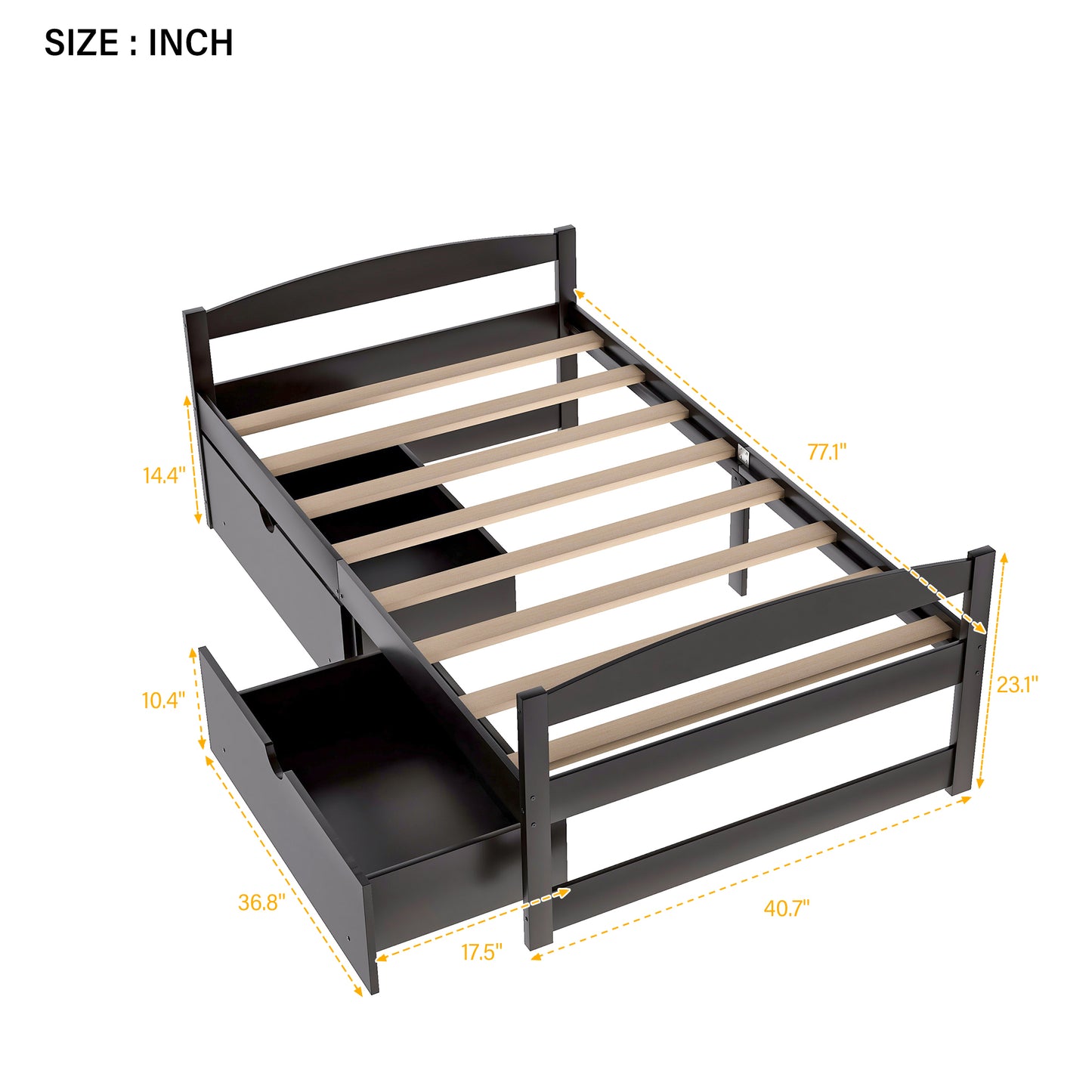 Espresso Twin Platform Bed with Dual Storage Drawers