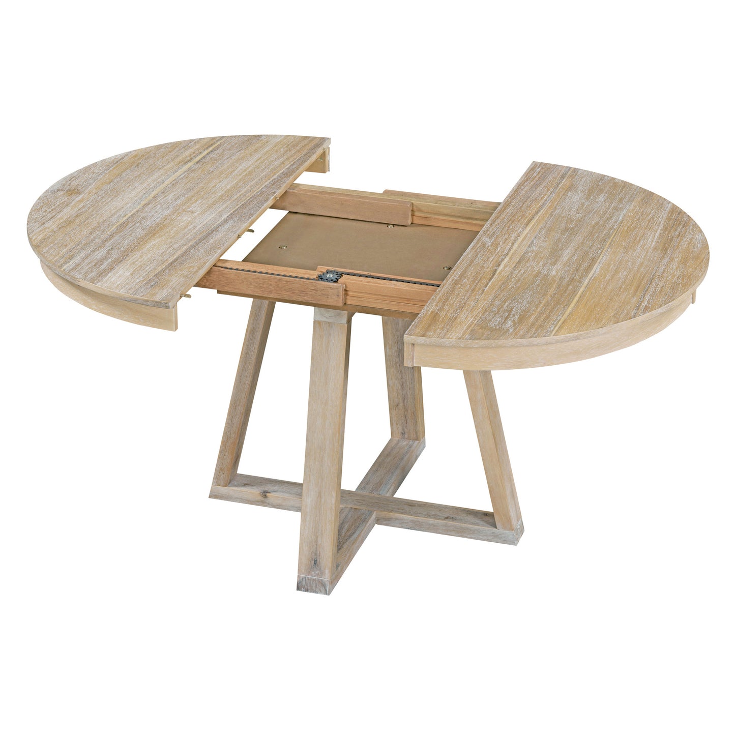 Retro 5 Piece Round Dining Set With 16In Leaf Chairs Natural