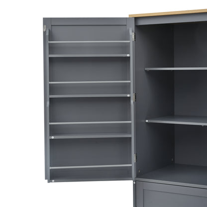 40.2"x20"x71.3" Modern High Kitchen Pantry - Spacious Storage Cabinet with Adjustable Shelves & Drawers in Gray
