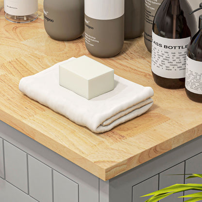 HOMCOM Kitchen Tilt Out Trash Bin Cabinet Free Standing Recycling Cabinet Trash Can Holder With Drawer, Gray