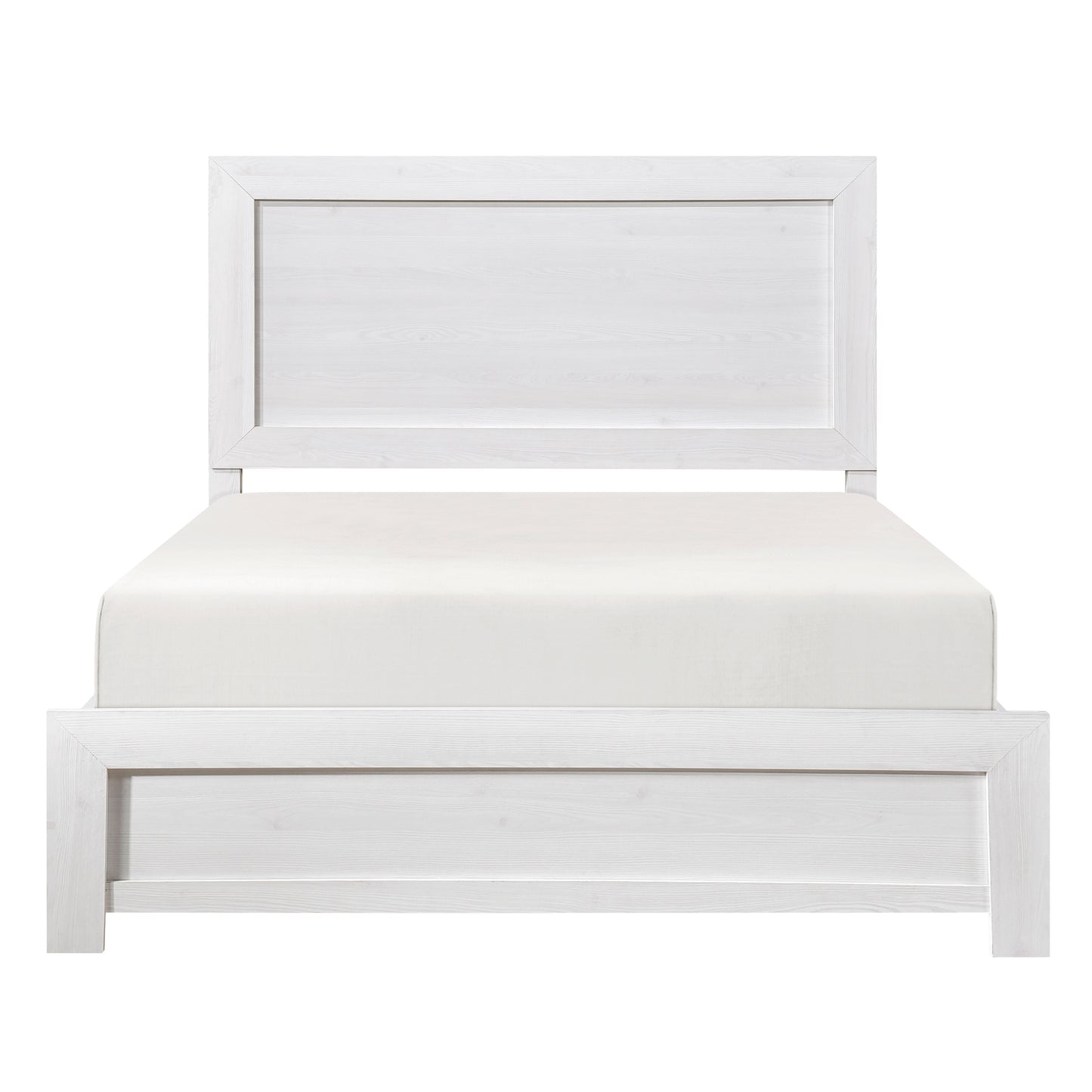 Modern White Queen Panel Bed with Rustic Charm - Bed in a Box