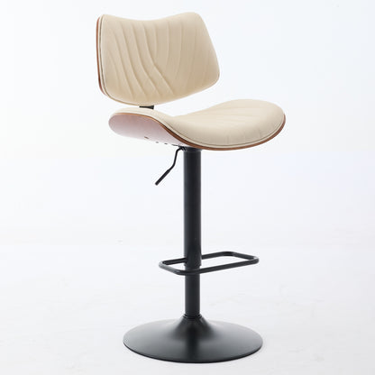 Walnut Bentwood Bar Stool Mid Century 360 Swivel Beige