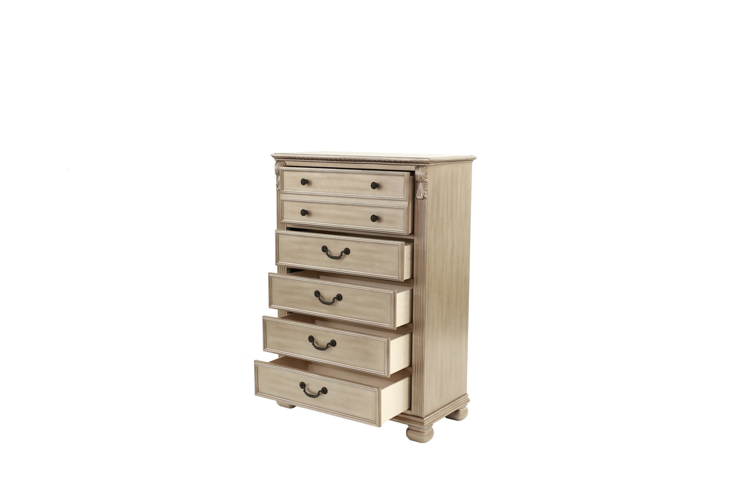 Elegant Antique Silver 5-Drawer Chest for Timeless Bedroom Storage