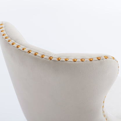 Beige Velvet Bar Stools Tufted Back Adjustable 25 33 Set 2