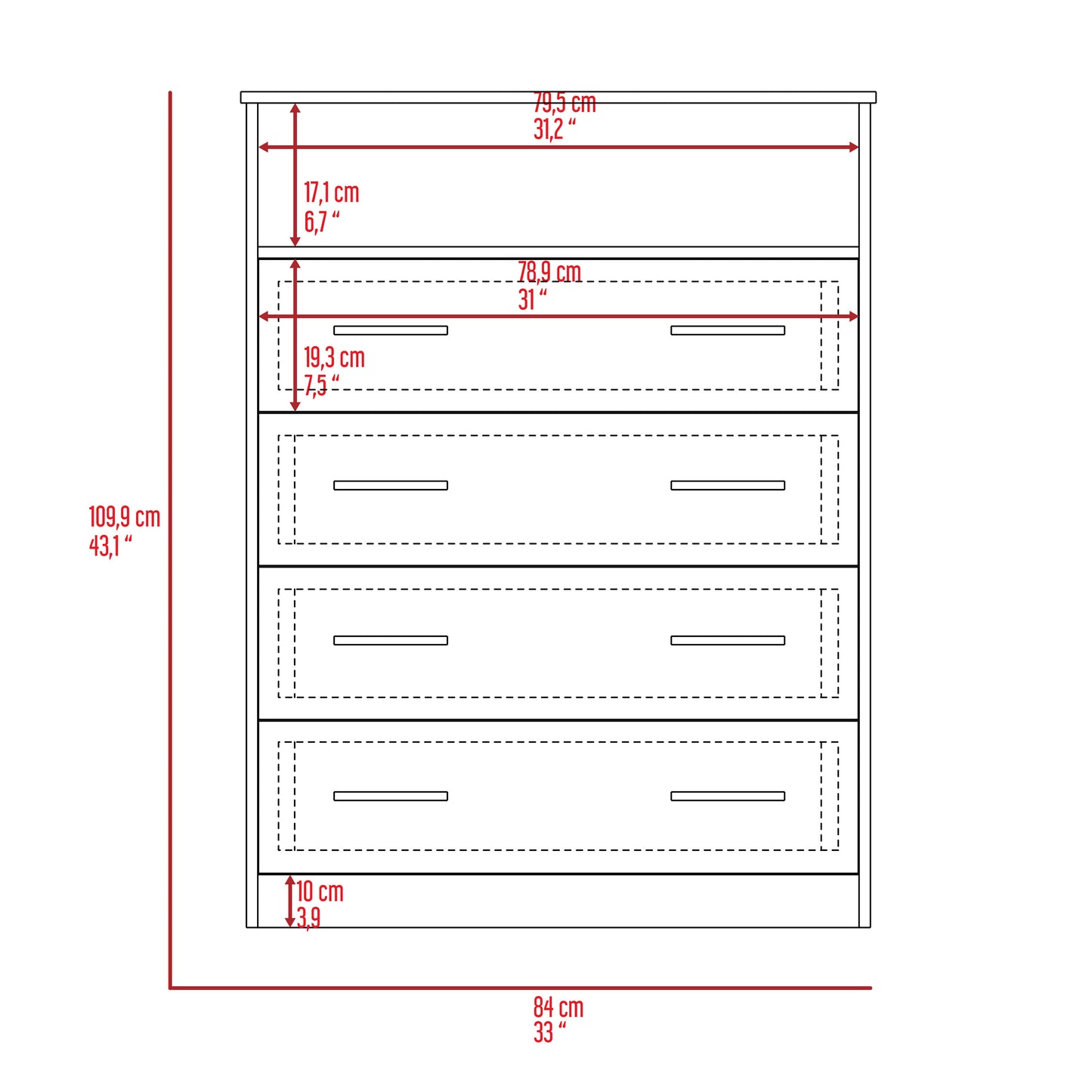 Dover Modern 4-Drawer Dresser in Tranquil Light Gray