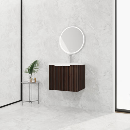 24-Inch Wall-Mounted Bathroom Vanity with Soft-Close Doors and Resin Sink for Compact Spaces