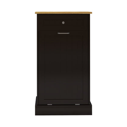 One Drawers and One-Compartment Tilt-Out Trash Cabinet Kitchen Trash Cabinet-Black