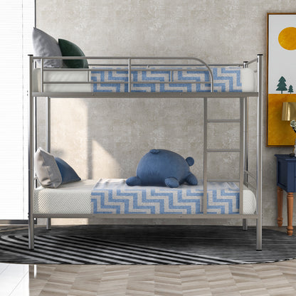 Contemporary Silver Twin Over Twin Metal Bunk Bed