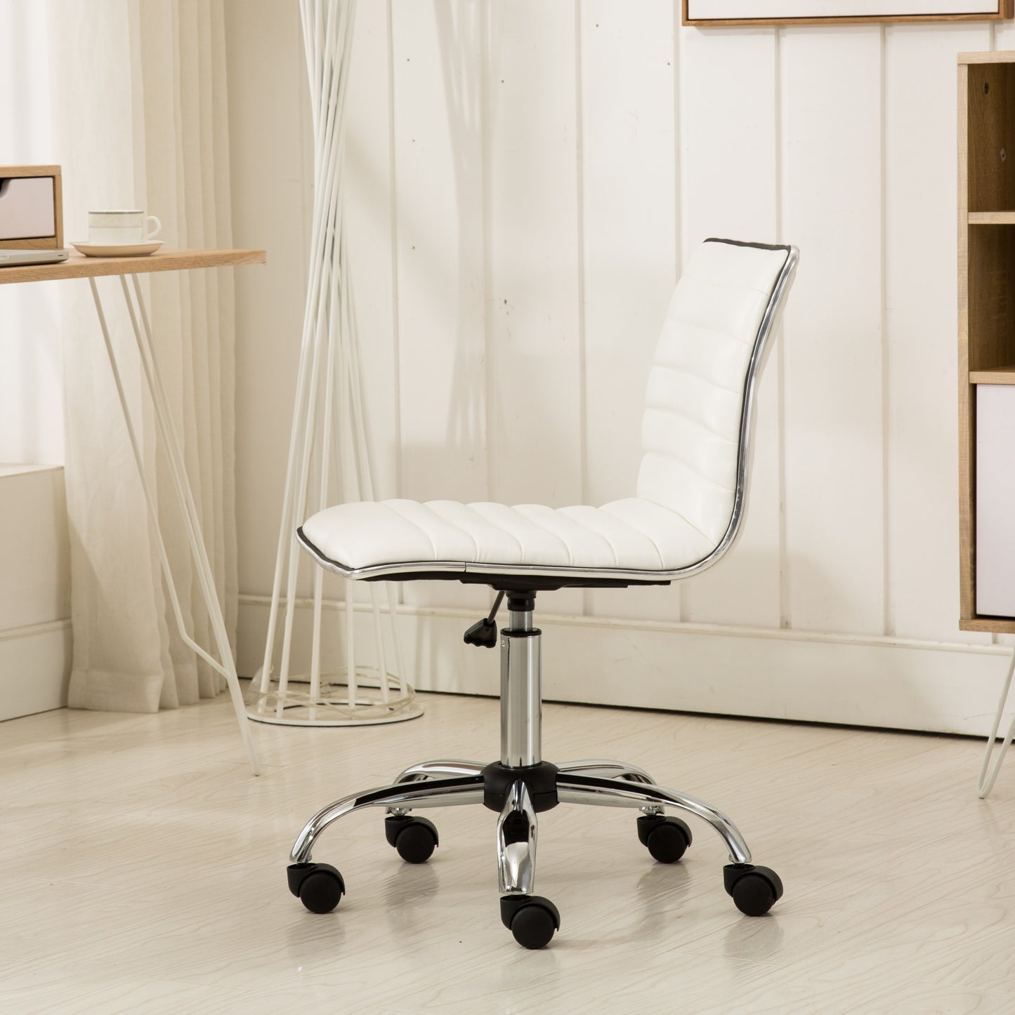 Fremo Chromel White Adjustable Faux Leather Air Lift Office Chair