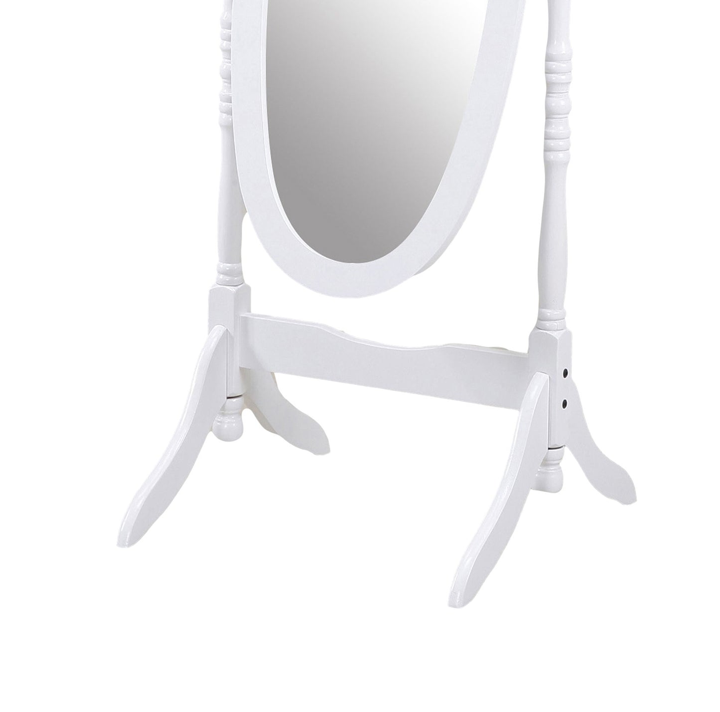 Elegant White Wood Cheval Mirror in Traditional Queen Anna Design