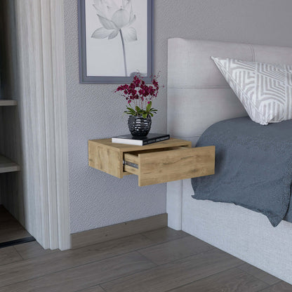 Milano Floating Nightstand , End Table, Side Table Wall-Mounted with Drawer -Macadamia -Bedroom