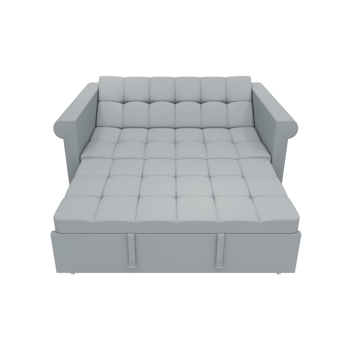 Velvet Loveseat with Trundle Sleeper and Storage Pocket, 2-Seater Sofa for Small Spaces Gray
