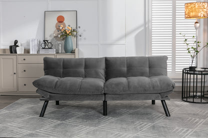 Convertible Sofa Bed with Folding Design, 800 lb Capacity, Adjustable Armrests & Backrest, Light Grey