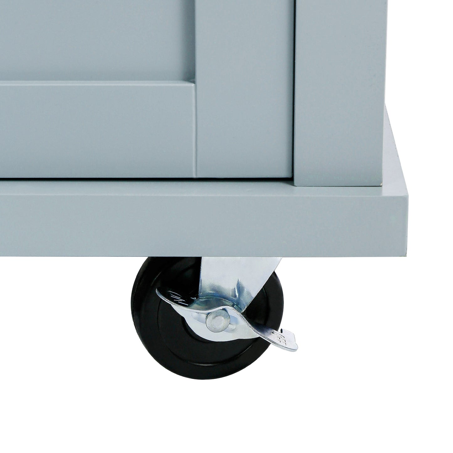 Multi-Functional Kitchen Island Cart with Rubber Wood Drop-Leaf Top, Storage Drawers, and Adjustable Shelving in Grey Blue