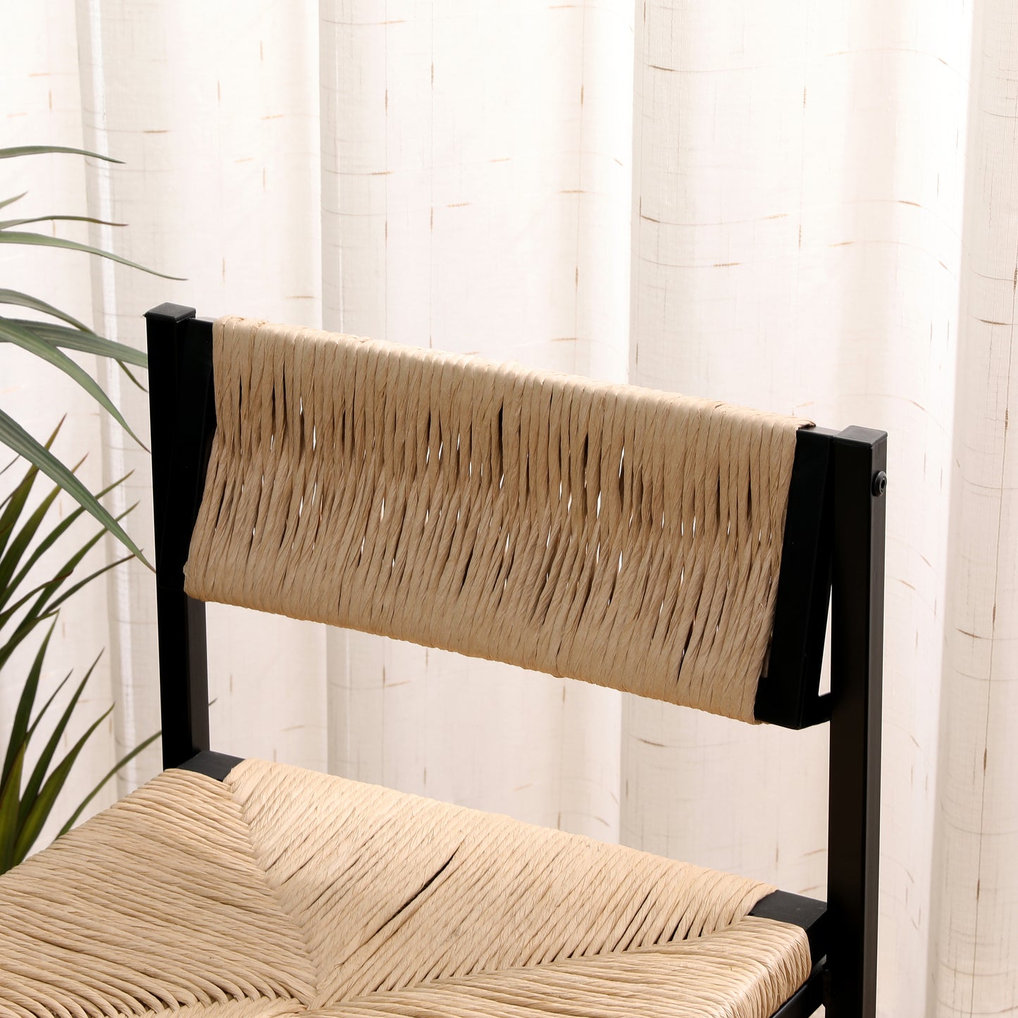 Honey Bar Stools Set Of 2 Handwoven Paper Rope Back Chairs