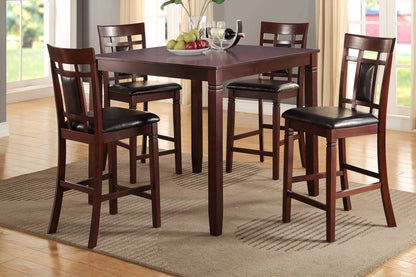 Counter Height Dining Set 5Pc Eyelet Back Cherry Finish