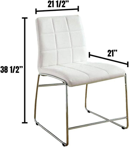 White Color Leatherette 2pcs Counter Height Dining Chairs Chrome Metal Legs Dining Room Counter Height Chairs