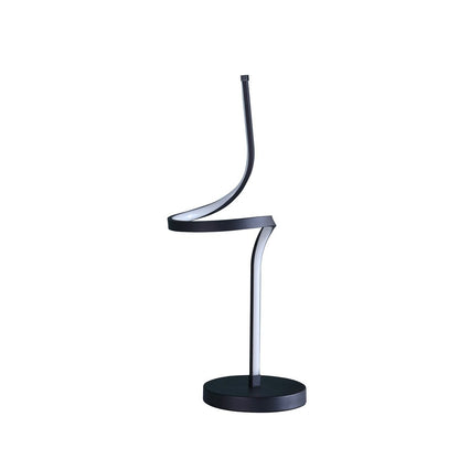 22-In LED Spiral Curved Tube Table Lamp with Built-In 10W LED, Inline On/Off Switch, Matte Black