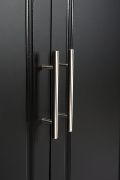 Mobile Kitchen Island with Rubber Wood Top, Adjustable Shelves & Spice Rack - Black-Beech Finish