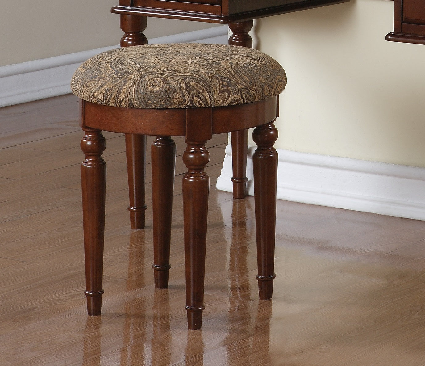 Contemporary Bedroom Vanity Set with Foldable Mirror, Drawer Storage, and Stool - Space-Saving Makeup Vanity Cherry