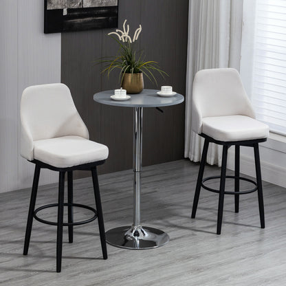 Bar Height Bar Stools Set Of 2 Cream White 360 Swivel